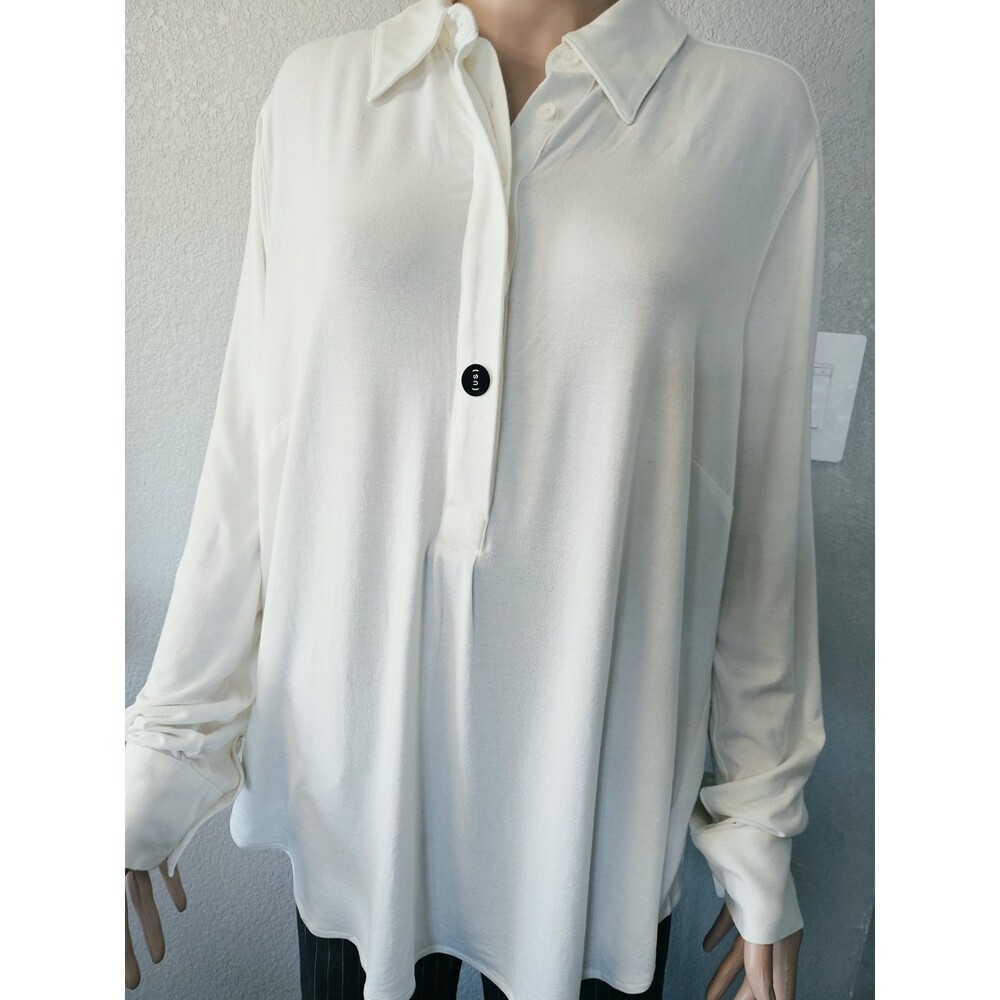 Universal Standard White Long Sleeve Scoop Neck Top Size Medium NWT